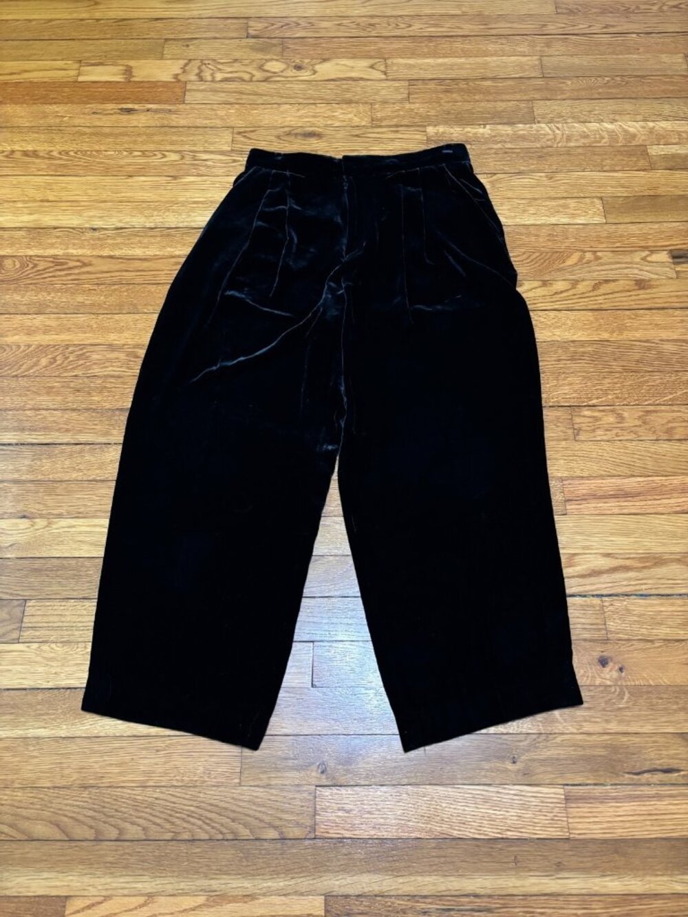 Banana Republic Womens Black Velvet Crop Pants Size 10p 10 Petite Silk Rayon